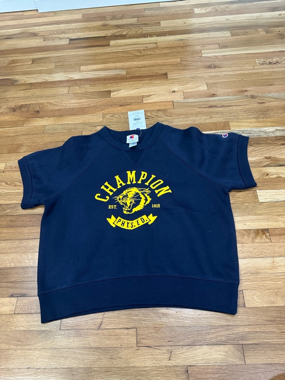 Champion Navy Short-Sleeve Crewneck Sweatshirt - Picture 5 of 6